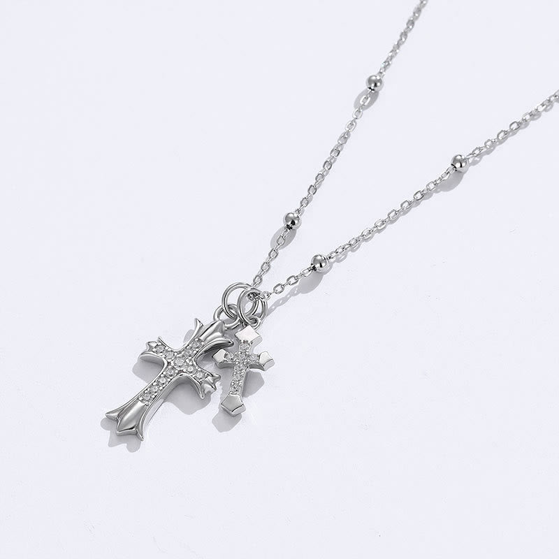 Christianartworkshop 925 Silver Double Cross Necklace: Faith - Inspired Sparkle - image 2