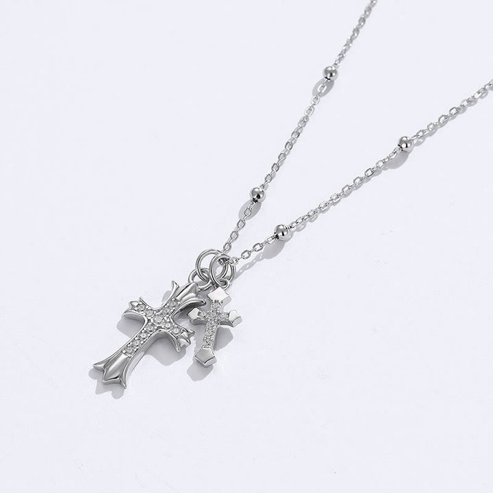 Christianartworkshop 925 Silver Double Cross Necklace: Faith - Inspired Sparkle - image 2