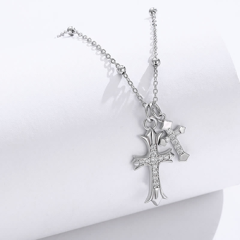 Christianartworkshop 925 Silver Double Cross Necklace: Faith - Inspired Sparkle - image 3