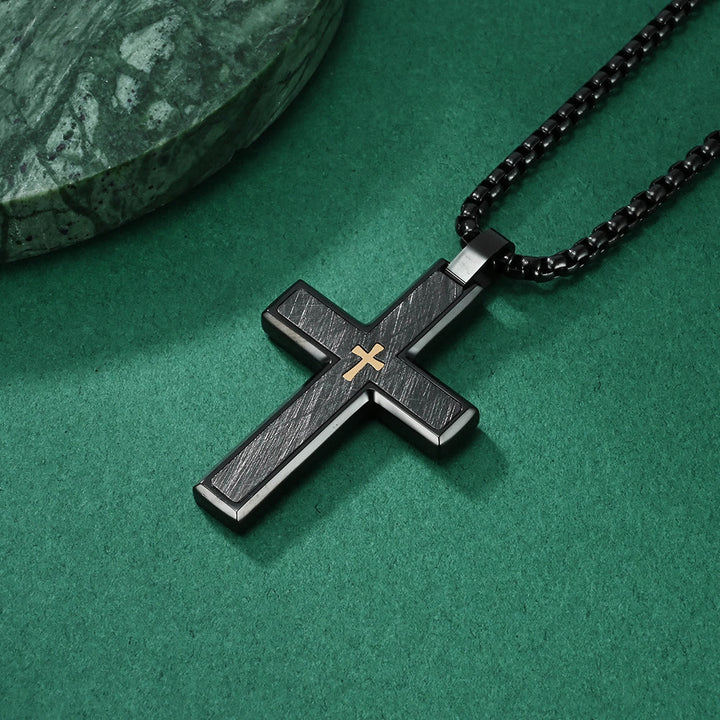 Christianartworkshop Multi - Style Two - Tone Cross Necklace: Blend of Faith and Chic Hues - Black&Golden - image 4