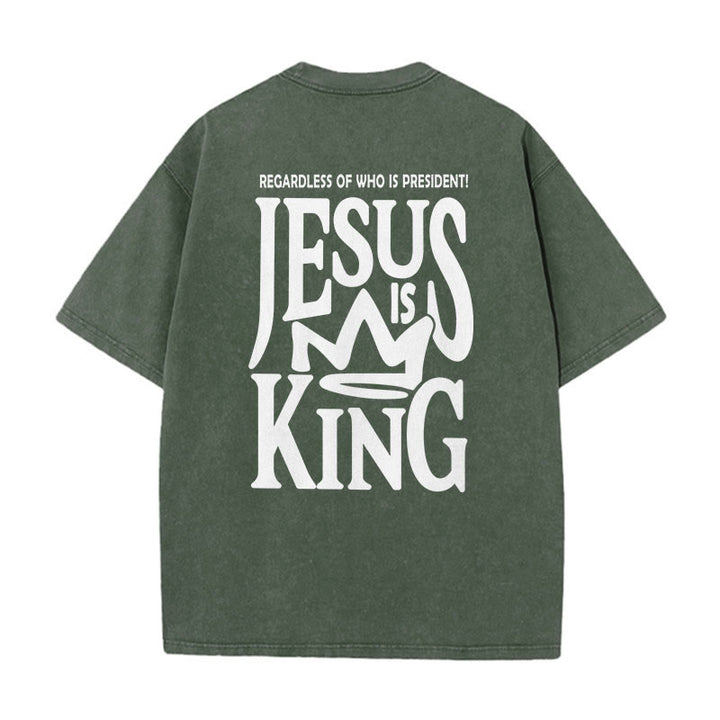 Christianartworkshop Heart Illustration Ezekiel Christian Washed T-shirt - Army Green - 5XL - image 7