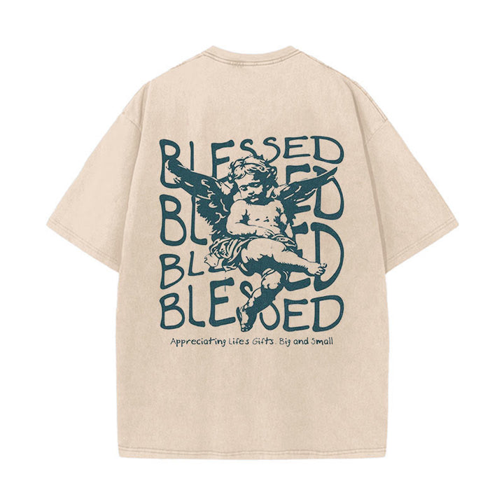 Christianartworkshop "MAMA" Flower Washed T-Shirt - Beige - 5XL - image 0