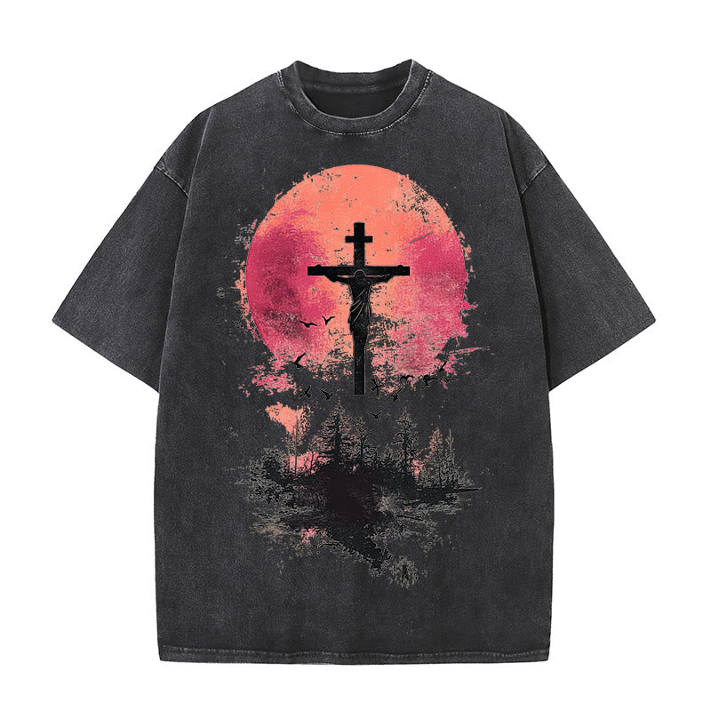 Christianartworkshop Risen Christian Washed T-Shirt - Black - 4XL - image 1