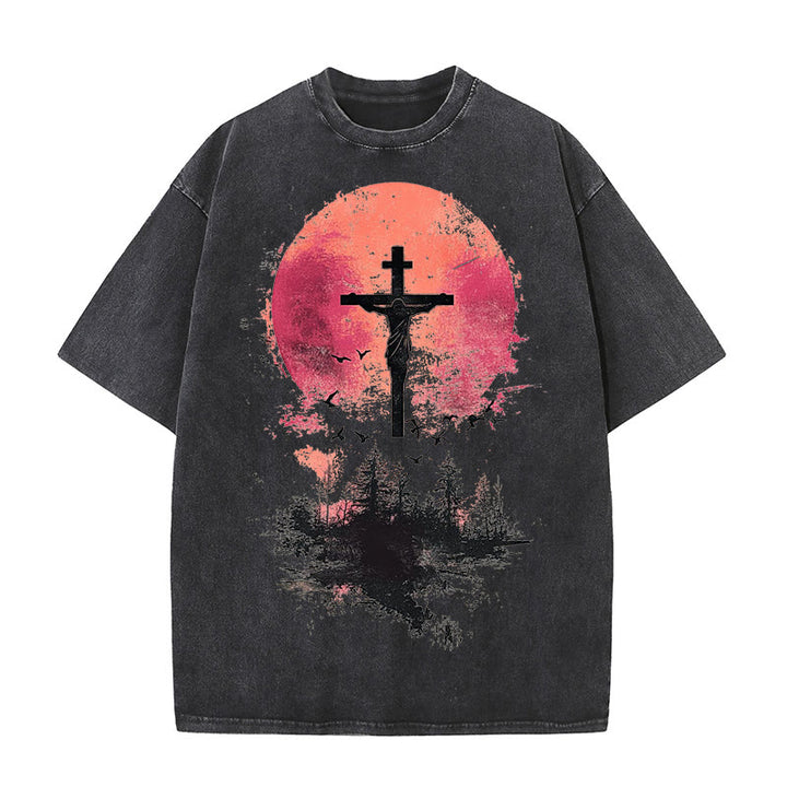 Christianartworkshop Risen Christian Washed T-Shirt - Black - 4XL - image 1