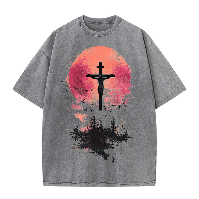 Christianartworkshop Risen Christian Washed T-Shirt - Gray - 4XL - image 2