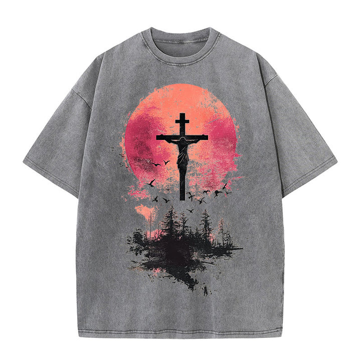 Christianartworkshop Risen Christian Washed T-Shirt - Gray - 4XL - image 2