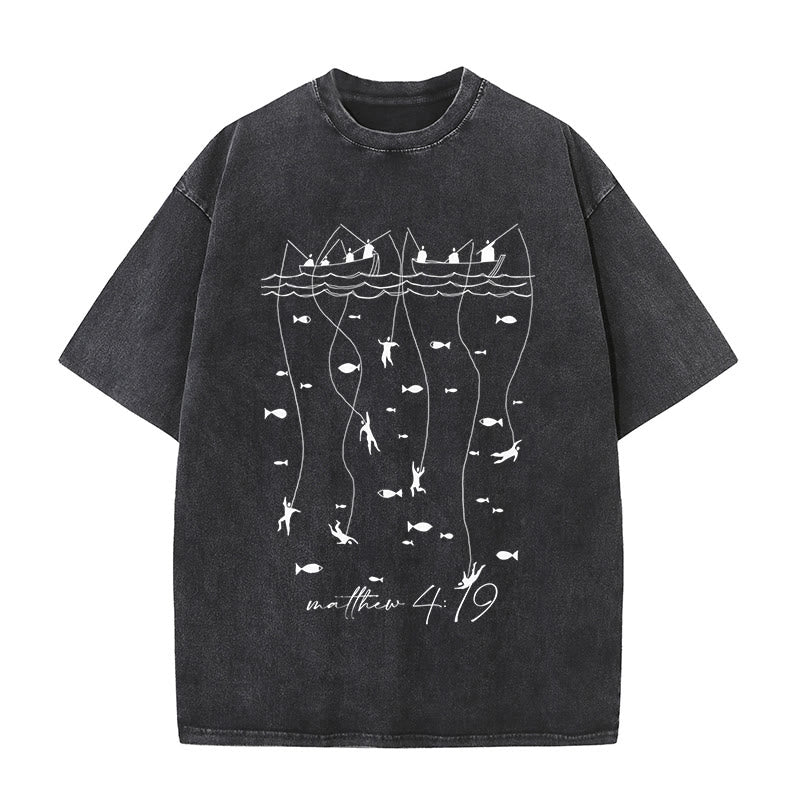 Christianartworkshop Good News Christian Washed T-Shirt - Black - 4XL - image 0