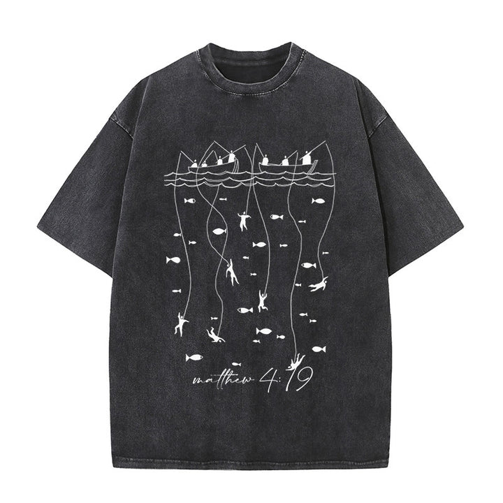 Christianartworkshop Good News Christian Washed T-Shirt - Black - 4XL - image 0