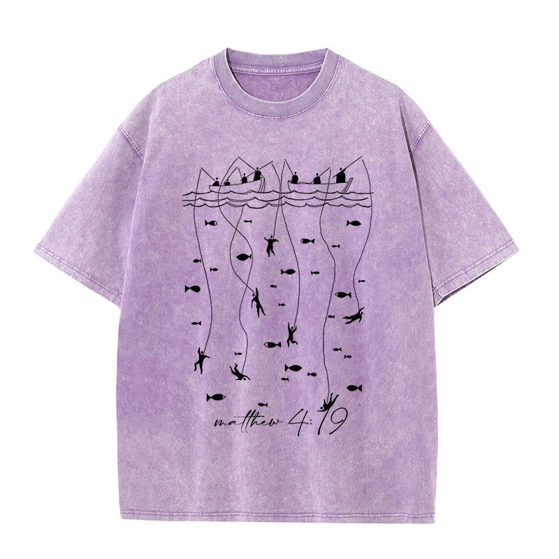 Christianartworkshop Good News Christian Washed T-Shirt - Purple - 4XL - image 5