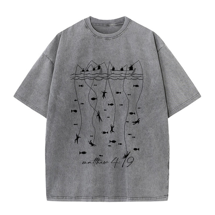Christianartworkshop Good News Christian Washed T-Shirt - Grey - 4XL - image 2