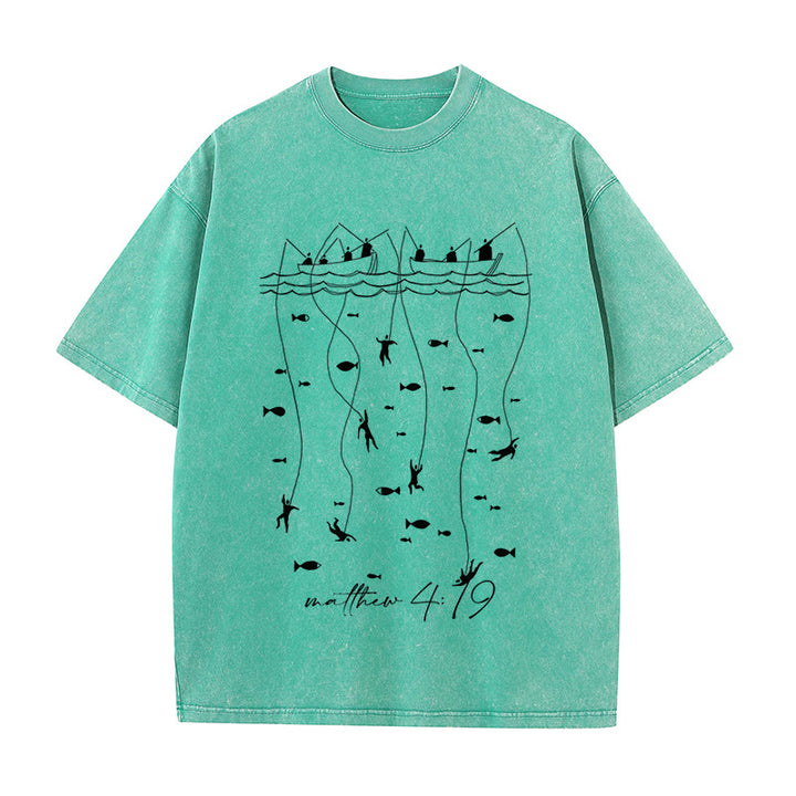 Christianartworkshop Good News Christian Washed T-Shirt - Grass Green - 4XL - image 7