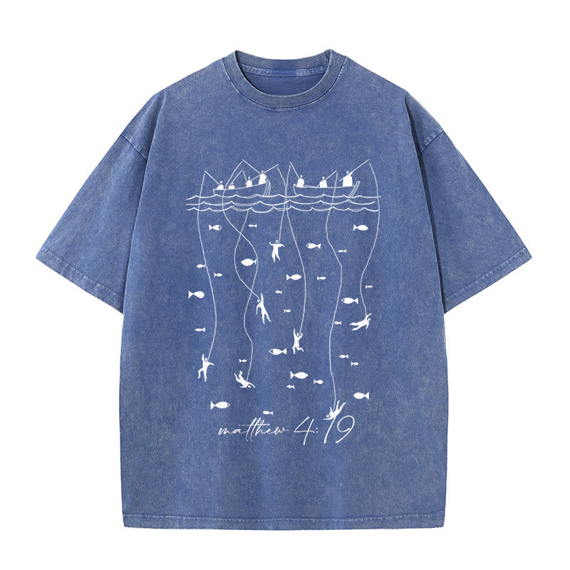 Christianartworkshop Good News Christian Washed T-Shirt - Royal Blue - 4XL - image 8