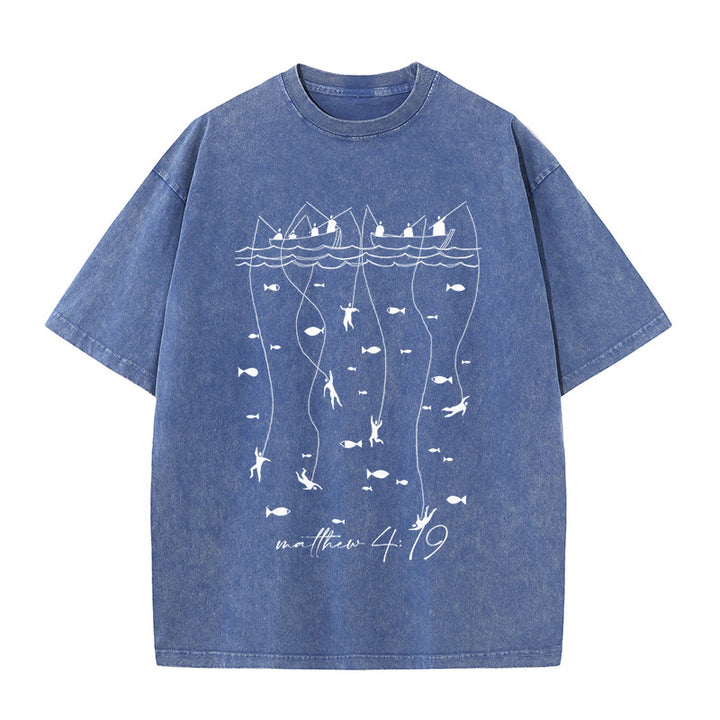 Christianartworkshop Good News Christian Washed T-Shirt - Royal Blue - 4XL - image 8