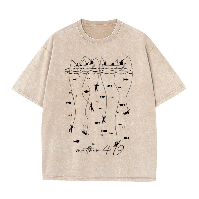 Christianartworkshop Good News Christian Washed T-Shirt - Beige - 4XL - image 1
