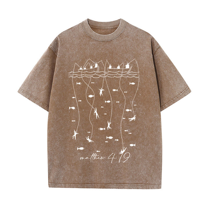 Christianartworkshop Good News Christian Washed T-Shirt - Coffee - 4XL - image 3