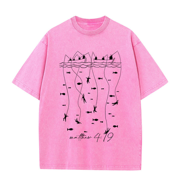 Christianartworkshop Good News Christian Washed T-Shirt - Pink - 4XL - image 6