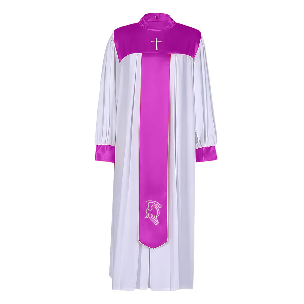 Christianartworkshop Multi - Color Elegant Satin - Trimmed Clergy Robes with Holy Symbols - image 9