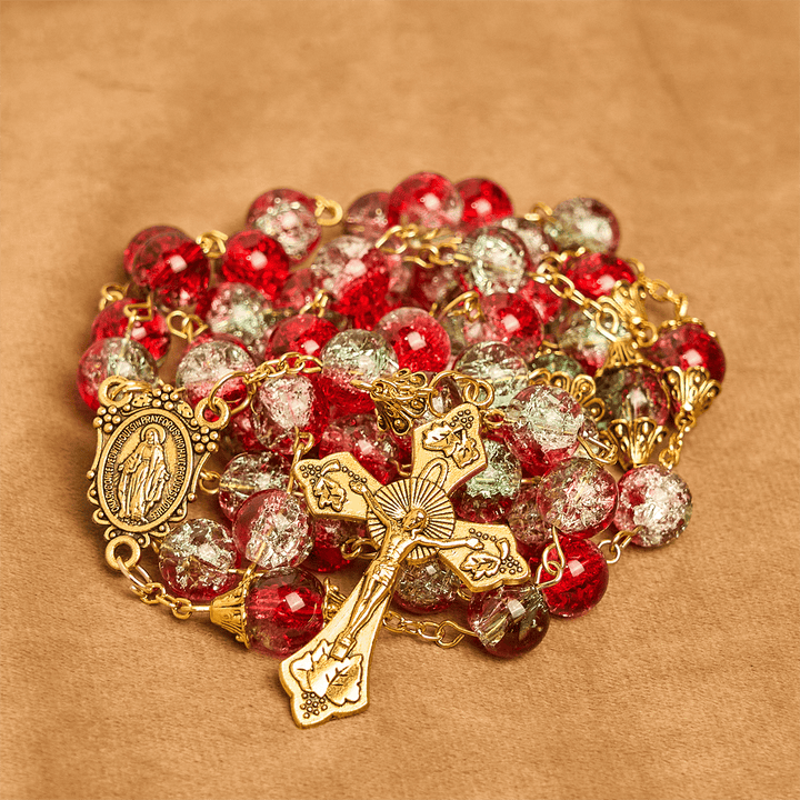 Christianartworkshop Christmas Gift: Christmas - Themed Red Bead Rosary with Golden Crucifix & Madonna Medal - image 14