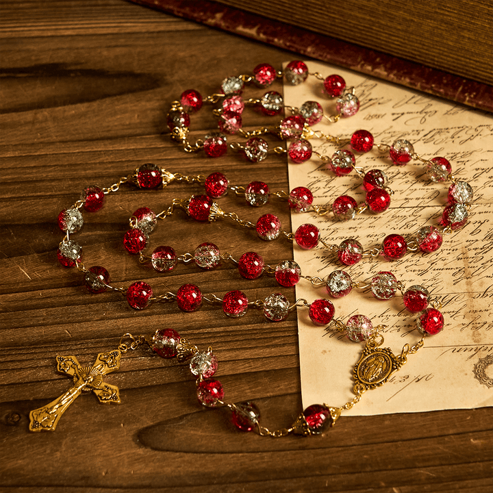 Christianartworkshop Thanksgiving Gift: Red Bead Rosary | With red beads of fervor, we honor God's grace - image 3