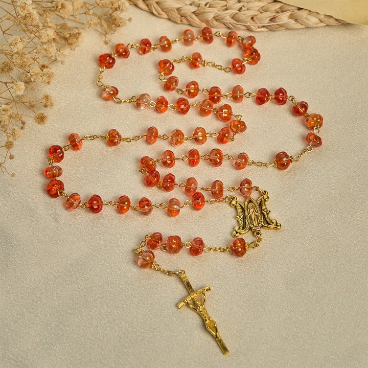 Christianartworkshop PRAYERFUL FAITH: Sacred Pumpkin Beads Rosary with Miraculous Medal and Cross - image 6
