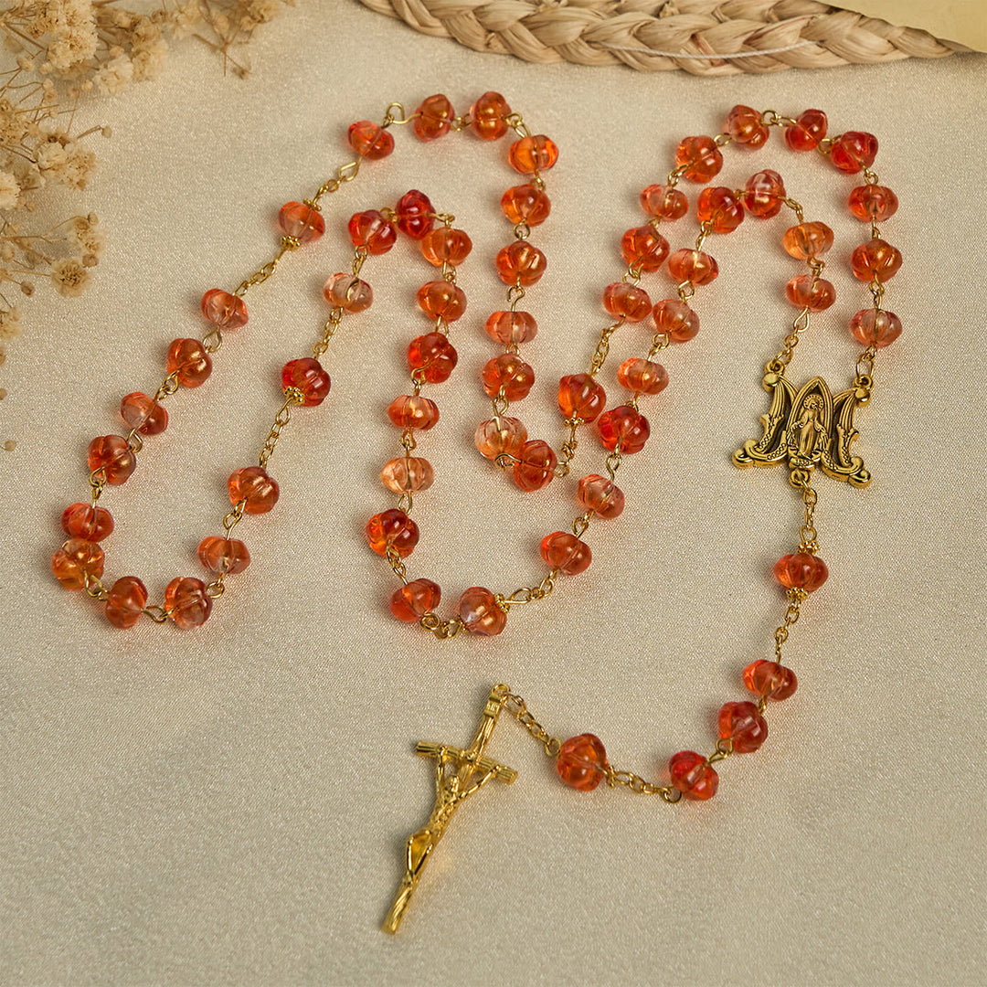 Christianartworkshop Pumpkin - Shaped Beads Rosary, Bracelet  - Halloween - Themed Rosary - image 0