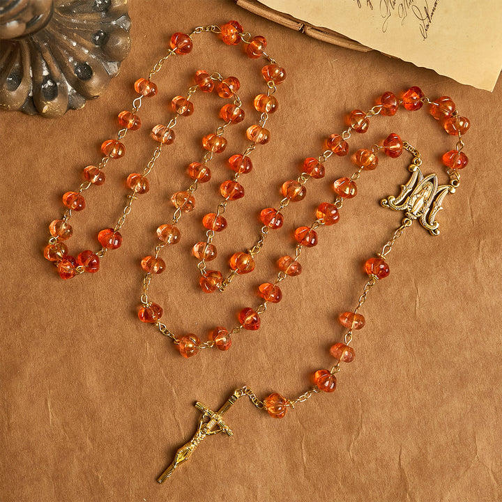 Christianartworkshop PRAYERFUL FAITH: Sacred Pumpkin Beads Rosary with Miraculous Medal and Cross - image 4