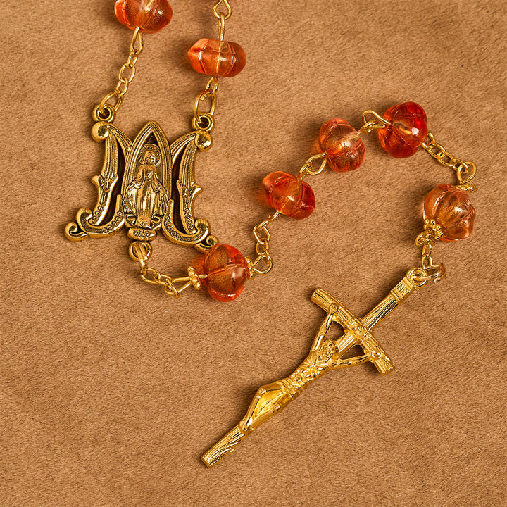 Christianartworkshop PRAYERFUL FAITH: Sacred Pumpkin Beads Rosary with Miraculous Medal and Cross - image 10