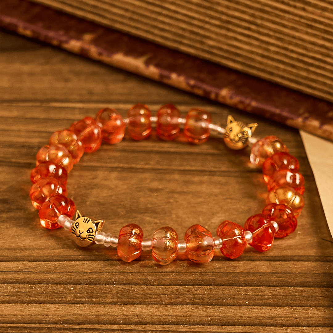 Christianartworkshop Sacred Pumpkin Beads Autumn Prayer Bracelet: Harvest Grace and Joy - Wrist Circumference: 6.3"-7.5"/16-19cm - image 0