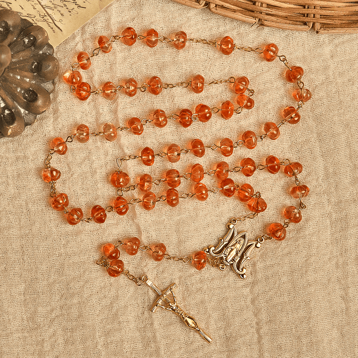 Christianartworkshop PRAYERFUL FAITH: Sacred Pumpkin Beads Rosary with Miraculous Medal and Cross - image 8