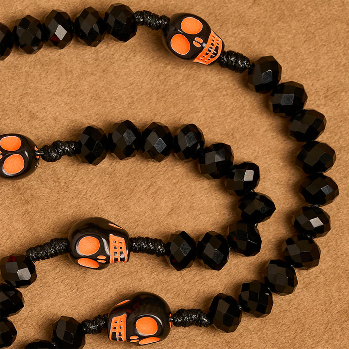 Christianartworkshop Gothic Style Rosary: Black Skull Design with Golden Crucifix - image 6