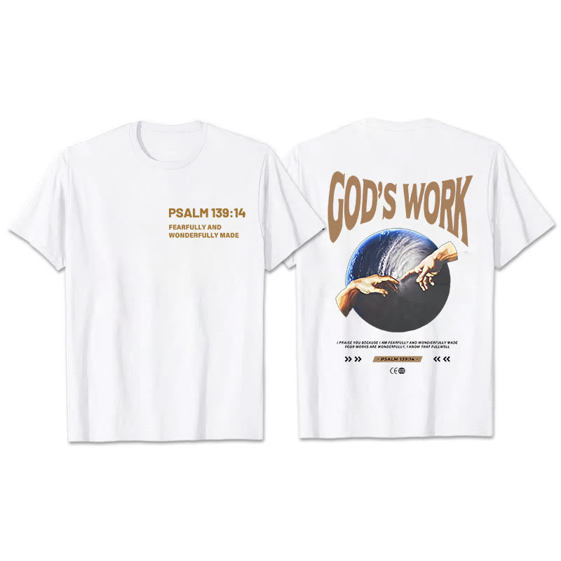 Christianartworkshop God's work.Psalm 139:14 Unisex Cotton T-Shirt - White - 2XL - image 2