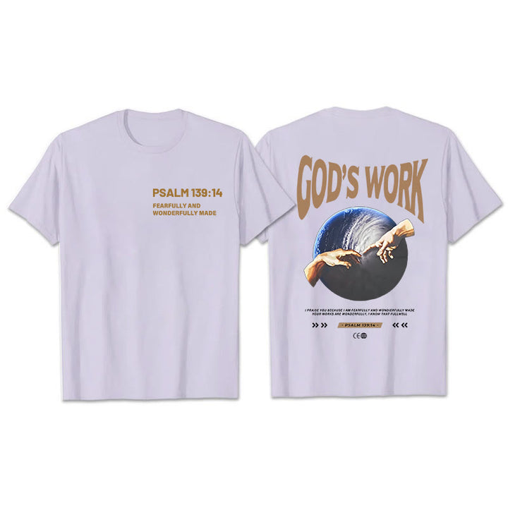 Christianartworkshop God's work.Psalm 139:14 Unisex Cotton T-Shirt - Purple - 2XL - image 6