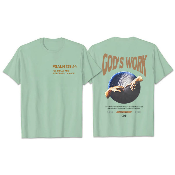 Christianartworkshop God's work.Psalm 139:14 Unisex Cotton T-Shirt - Green - 2XL - image 8