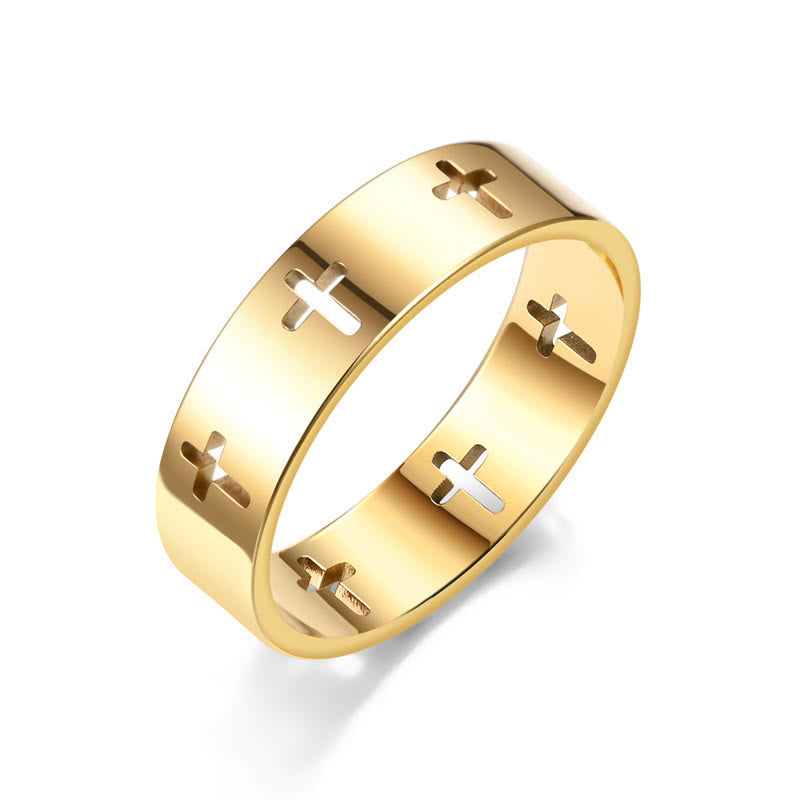 Christianartworkshop Multi - Cross Cutout Band Ring: Two - Color Stainless Steel Faith Jewelry - image 2