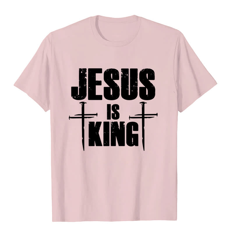Christianartworkshop Jesus Is King 3 Nails Cross Christian T-Shirt  - Pink - 2XL - image 6