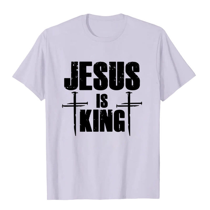 Christianartworkshop Jesus Is King 3 Nails Cross Christian T-Shirt  - Purple - 2XL - image 4