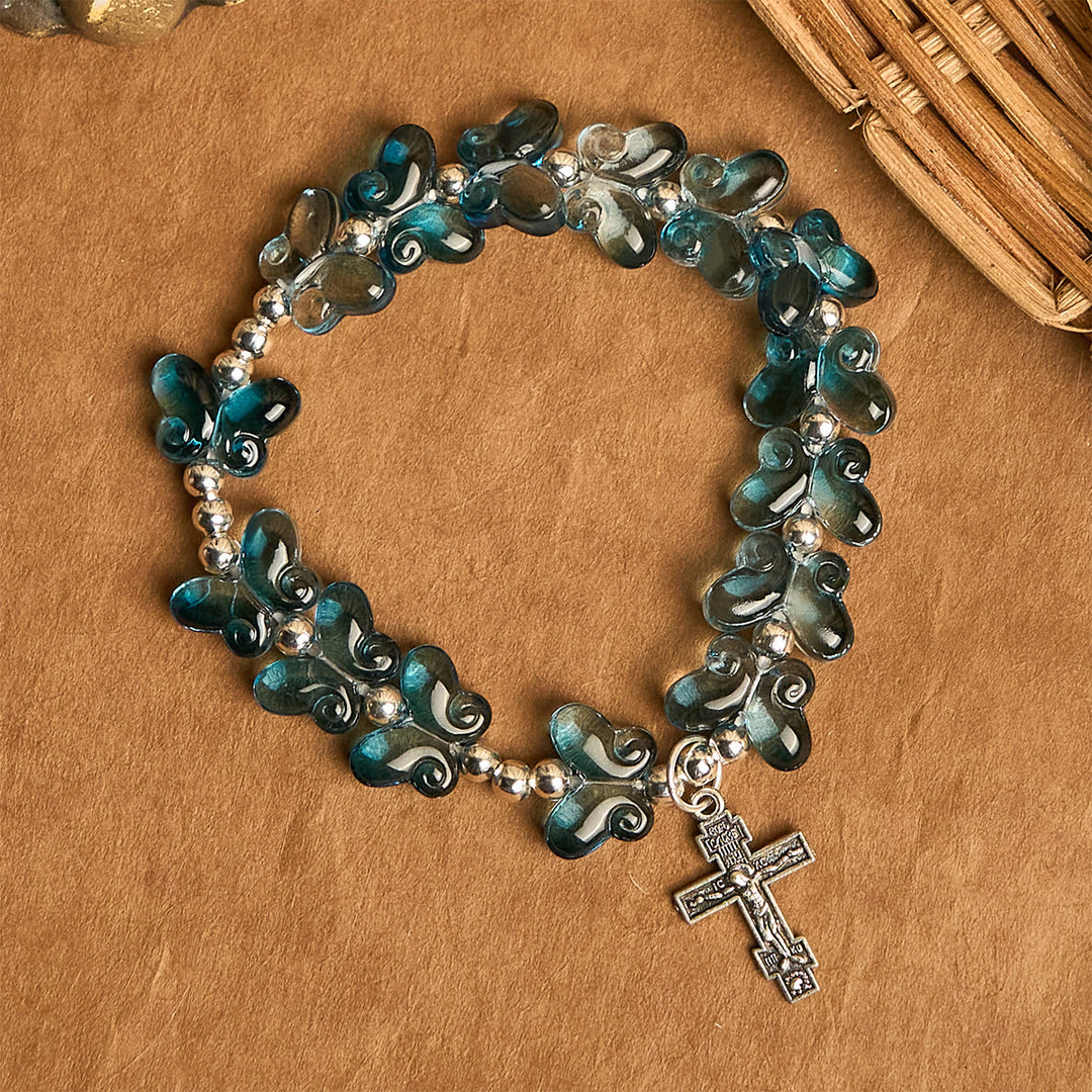 Christianartworkshop Wings of Devotion Shimmering Blue Butterfly Prayer Animal Bracelet - image 3