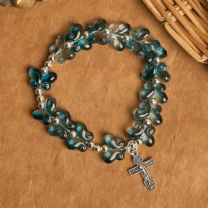 Christianartworkshop Wings of Devotion Shimmering Blue Butterfly Prayer Animal Bracelet - image 3