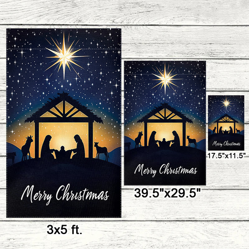 Christianartworkshop Bethlehem Star & Holy Family Christmas Garden Flag: Merry Christmas Display - image 3