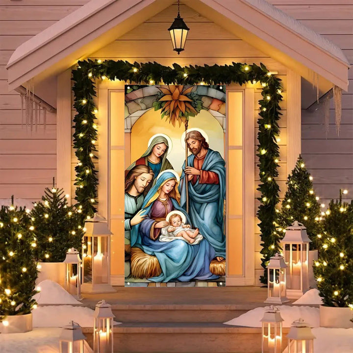 Christianartworkshop Vibrant Sacred Holy Family Door Curtain with Nativity Scene: Share Holiday Faith - image 1