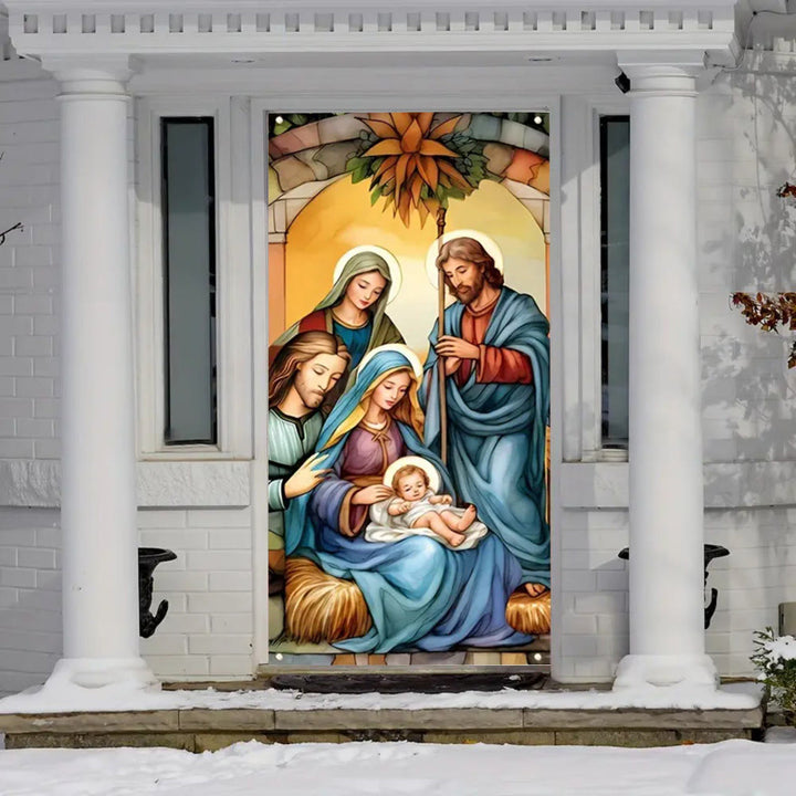 Christianartworkshop Vibrant Sacred Holy Family Door Curtain with Nativity Scene: Share Holiday Faith - image 3