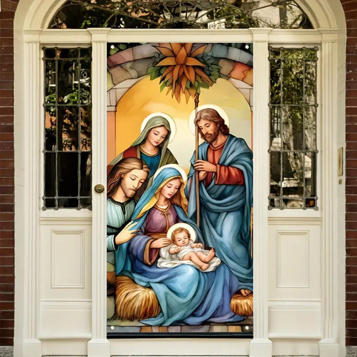 Christianartworkshop Vibrant Sacred Holy Family Door Curtain with Nativity Scene: Share Holiday Faith - image 2