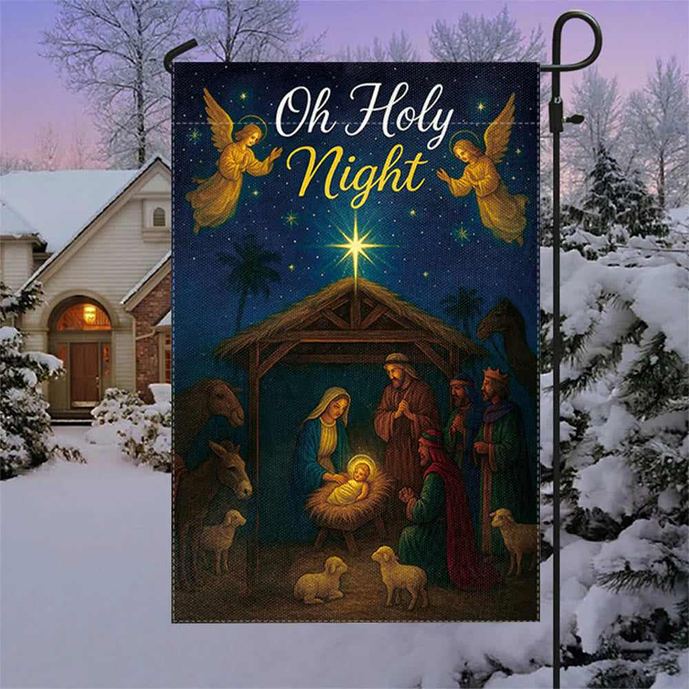 Christianartworkshop Oh Holy Night Nativity Garden Flag with Angels & Star: Christmas Faith Decor - image 2