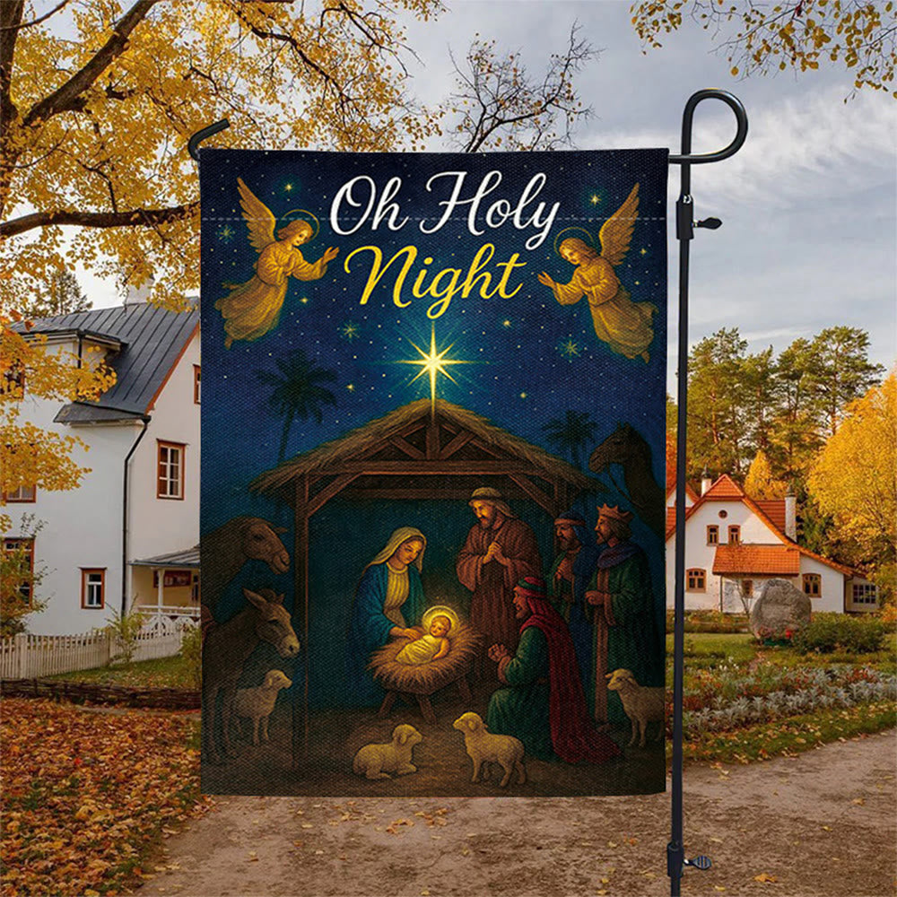 Christianartworkshop Oh Holy Night Nativity Garden Flag with Angels & Star: Christmas Faith Decor - image 4