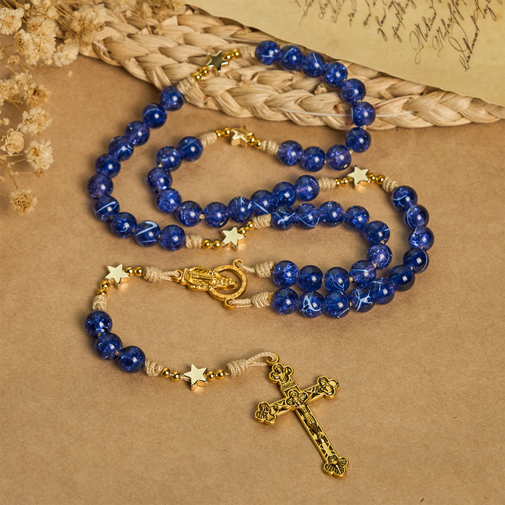 Christianartworkshop Elegant Blue Bead with Glittering Star Christmas Rosary: Illuminate Holiday Spirit - image 4
