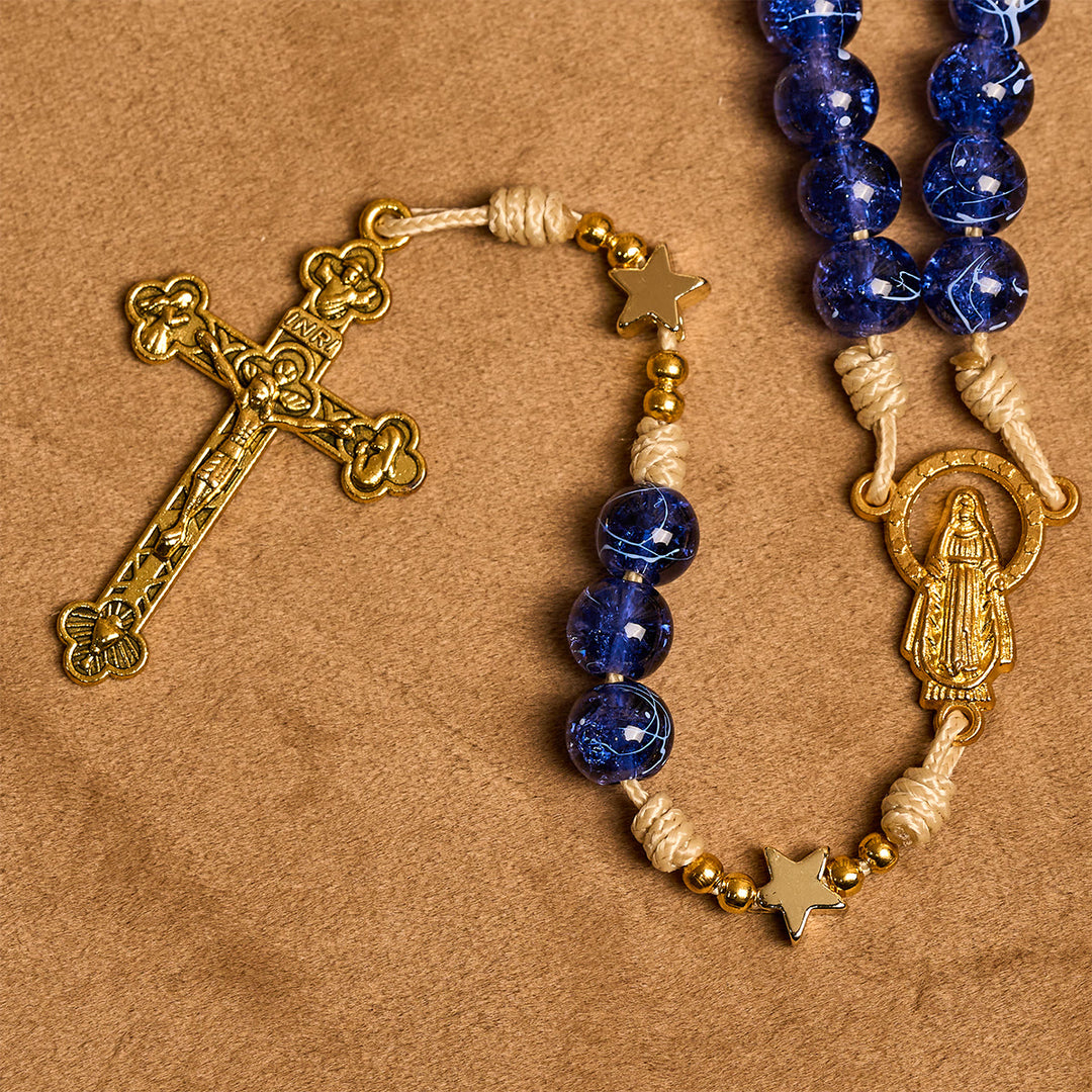 Christianartworkshop Elegant Blue Bead with Glittering Star Christmas Rosary: Illuminate Holiday Spirit - image 7