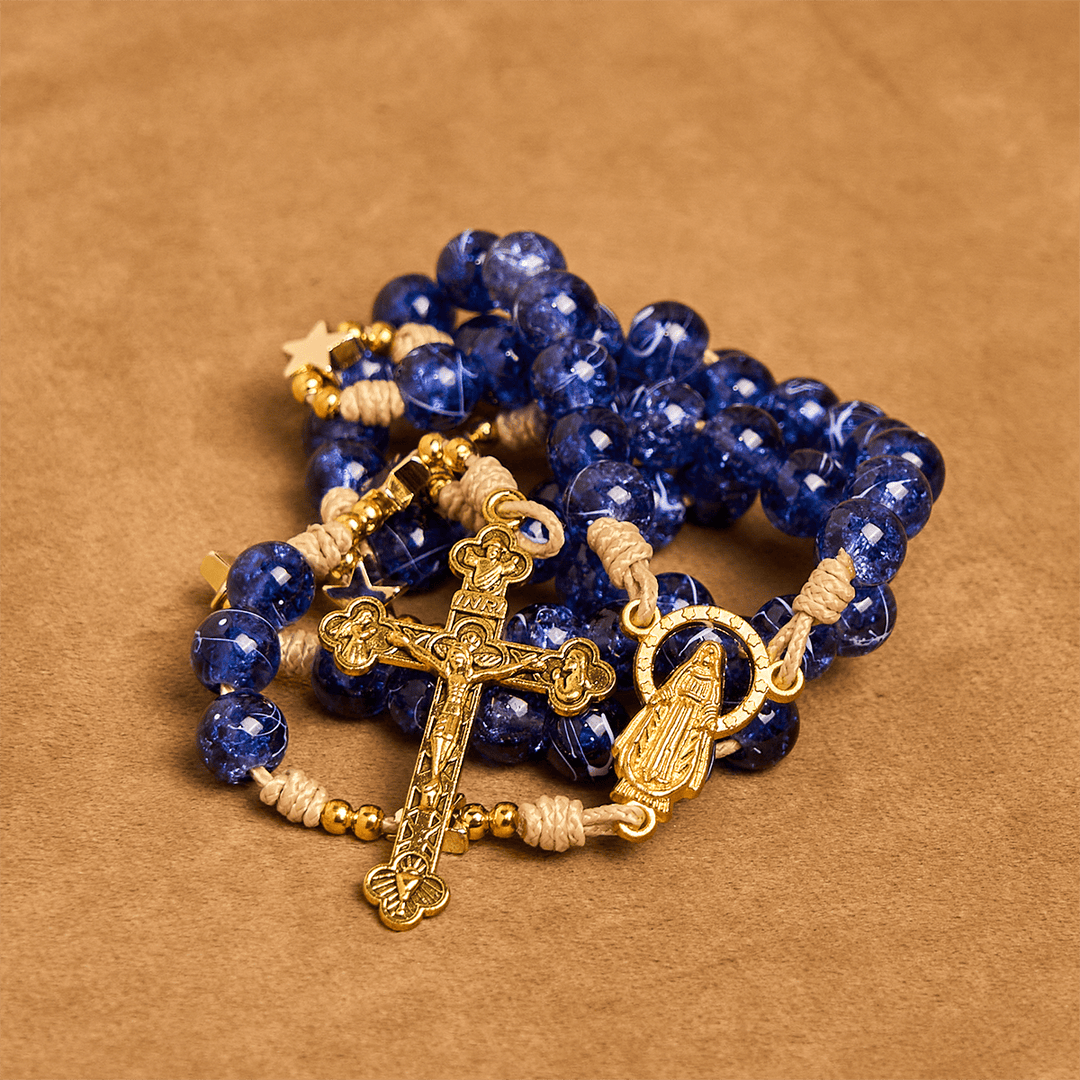 Christianartworkshop Elegant Blue Bead with Glittering Star Christmas Rosary: Illuminate Holiday Spirit - image 8