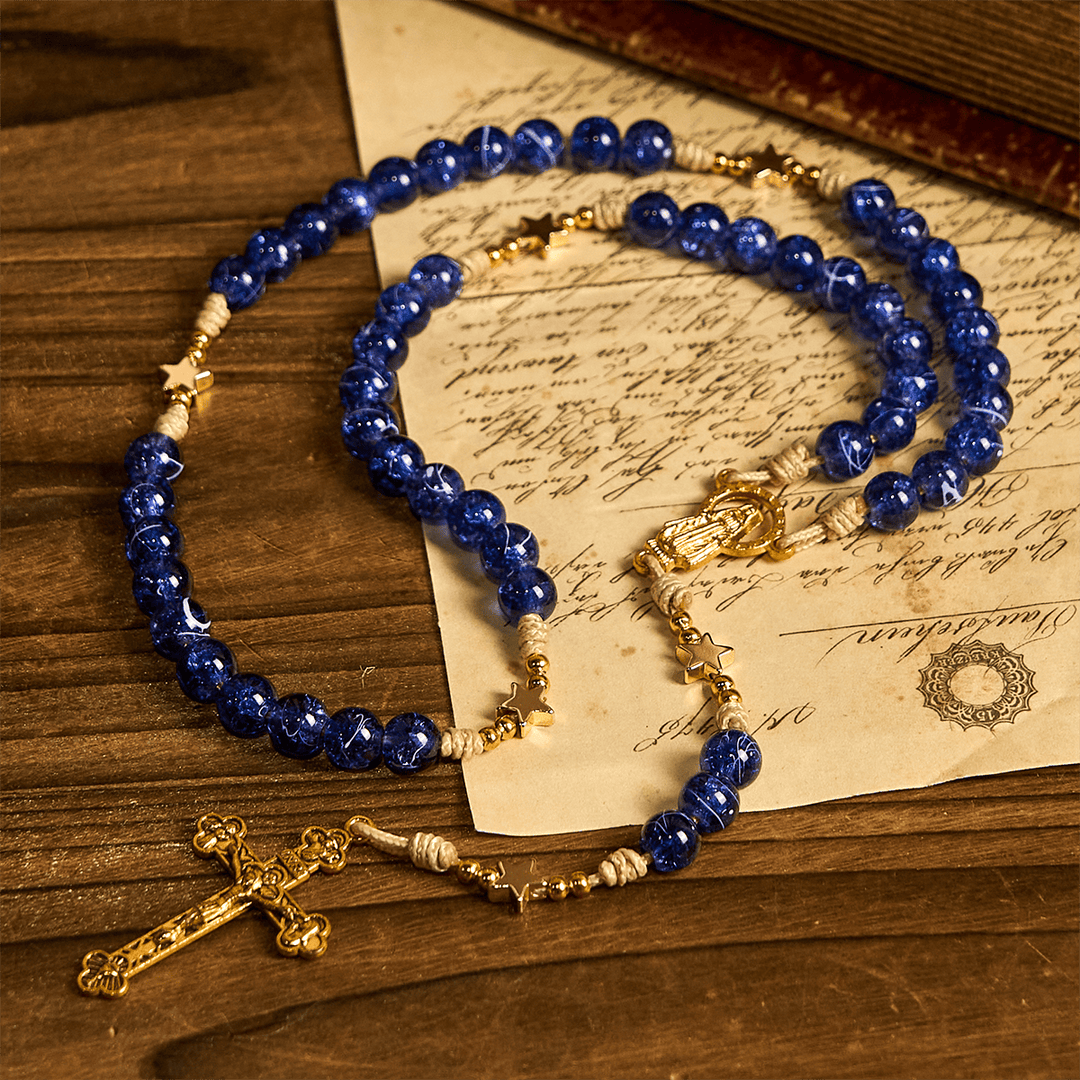 Christianartworkshop Elegant Purple Bead with Glittering Star Christmas Rosary: Illuminate Holiday Spirit - image 2