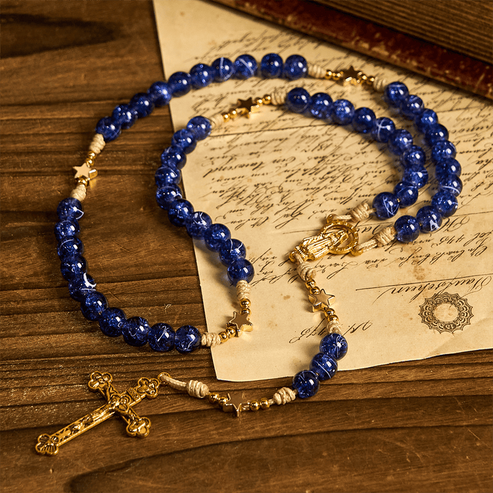 Christianartworkshop Elegant Purple Bead with Glittering Star Christmas Rosary: Illuminate Holiday Spirit - image 2