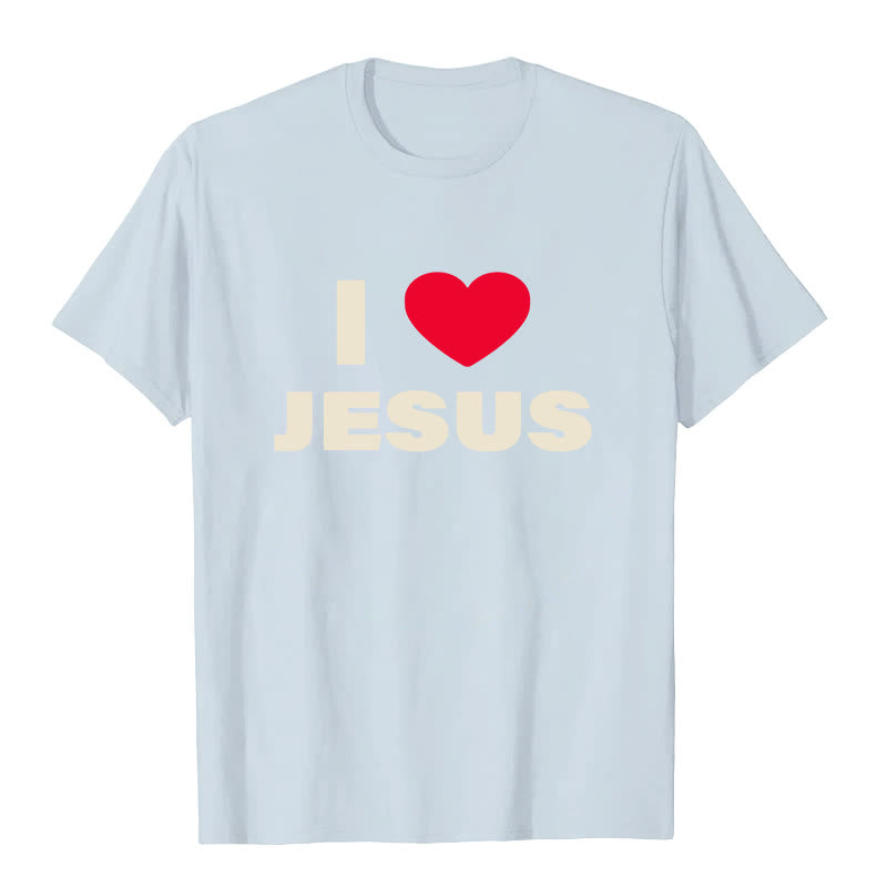 Christianartworkshop I Love Jesus Unisex T-shirt - Blue - 2XL - image 4